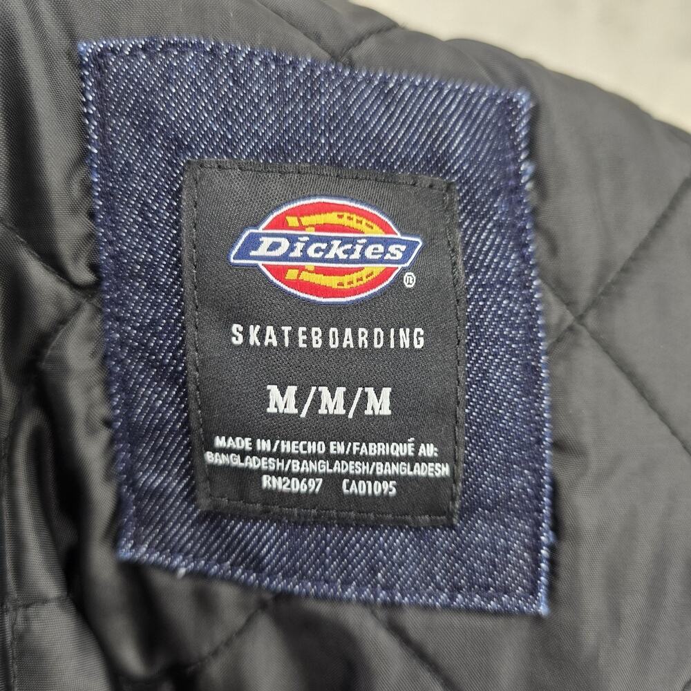 Dickies Skateboarding Denim Jacket Mens Medium Blue Hooded Quilted Lined Y2K - Picture 7 of 11